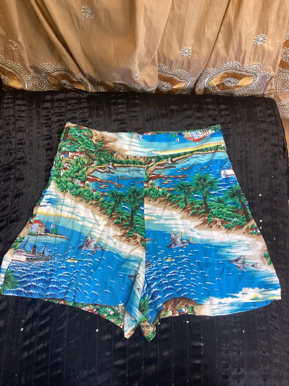 NWOT Reformation Blue Tropical Print High Waist Shorts S